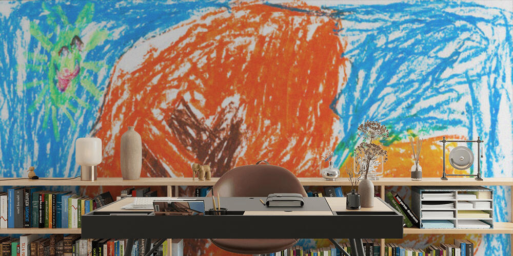 child's drawing - orange autumn trees, Studio e Ufficio