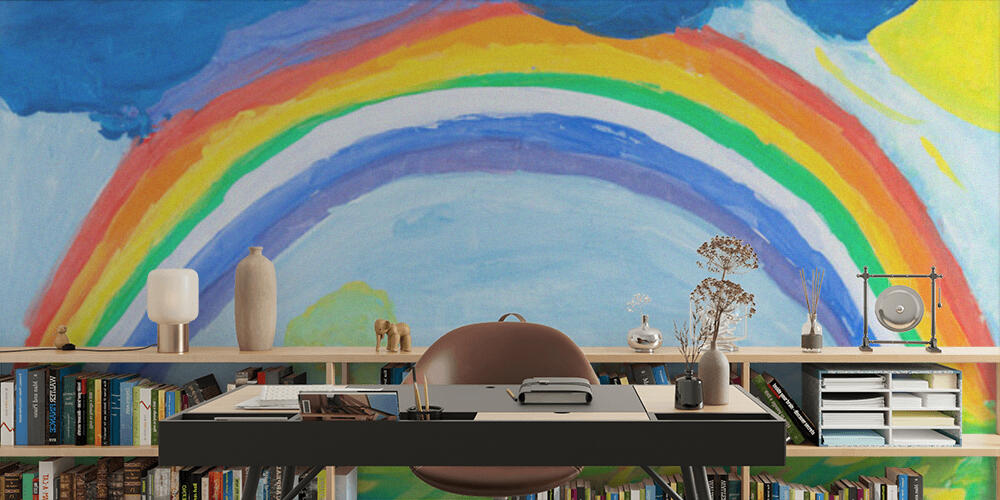 child's paiting - rainbow under green earth, Studio e Ufficio