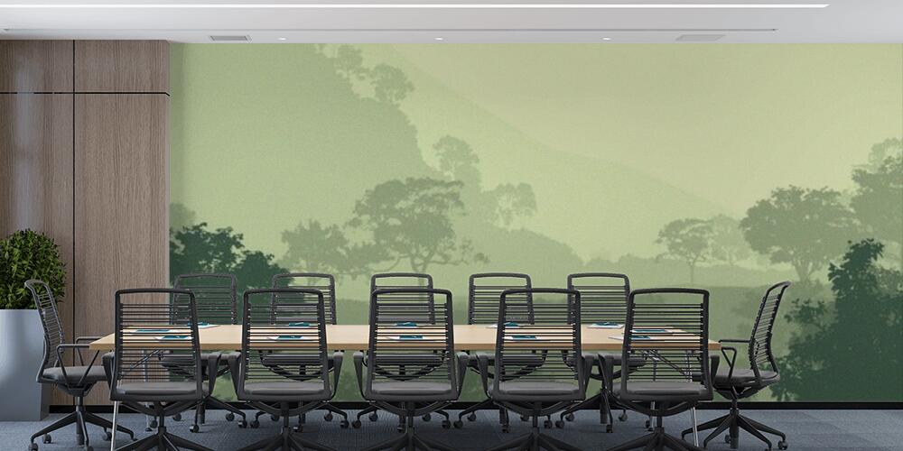 abstract mountains silhouettes with misty woodland trees, Studio e Ufficio