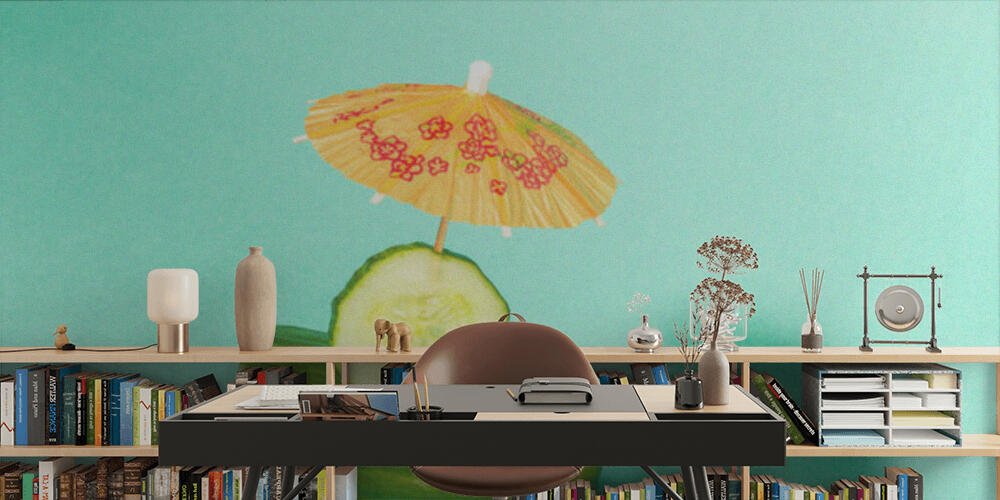 Tropical beach concept made of cucumber and sun umbrella, Studio e Ufficio