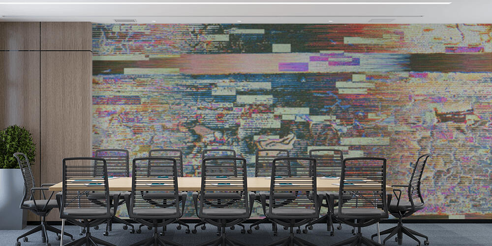 Casual data glitch geometrical nostalgic holographic background, Studio e Ufficio