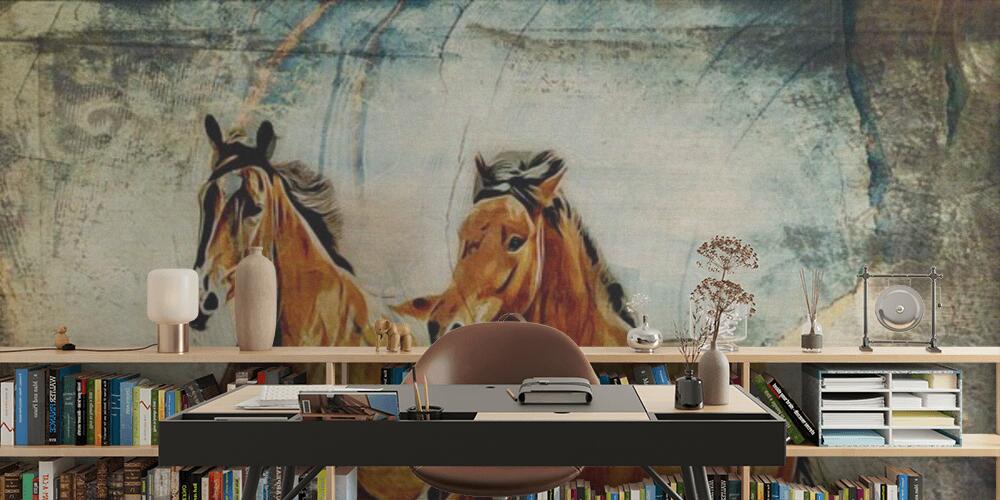 Colorful horse art illustration grunge painting drawing, Studio e Ufficio
