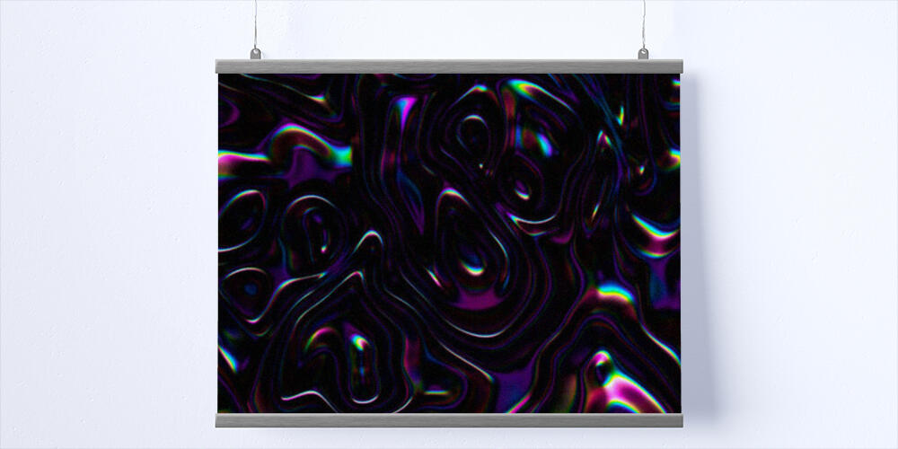 3D Abstract iridescent wavy background, 