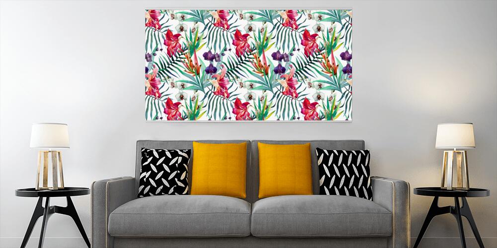 Fiori tropicali acquerello pattern, 