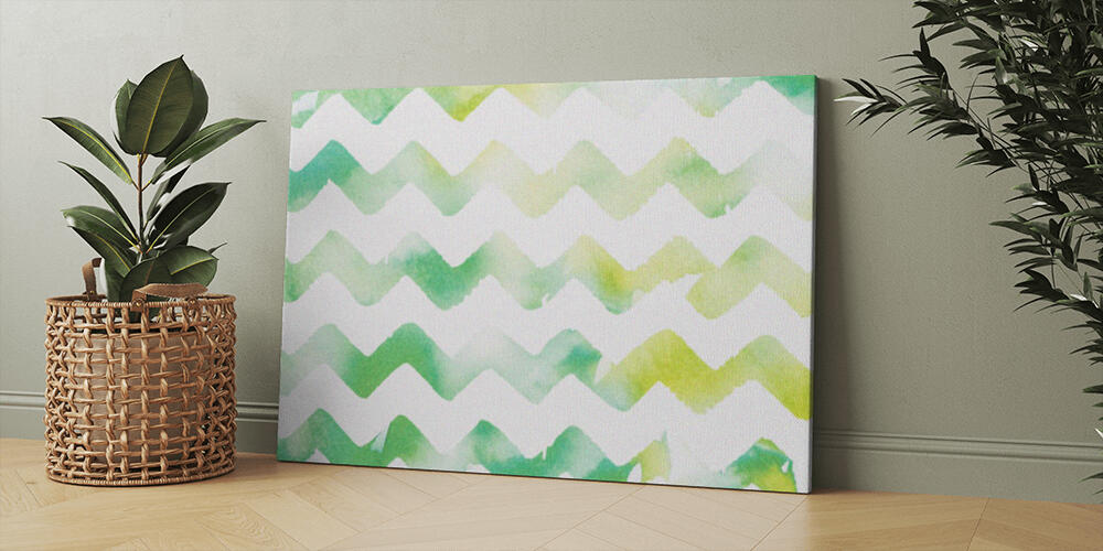 zigzag white and green watercolor background, 