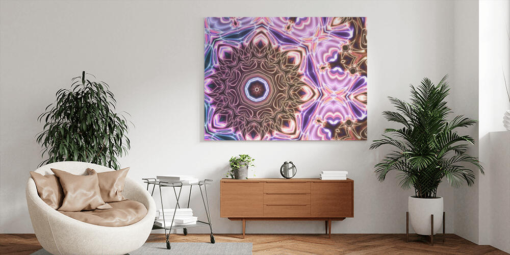 Abstract neon glowing geometric fantasy background, 