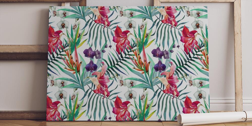 Fiori tropicali acquerello pattern, 