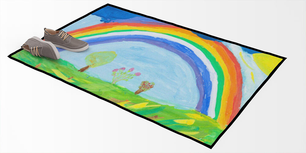 child's paiting - rainbow under green earth, 