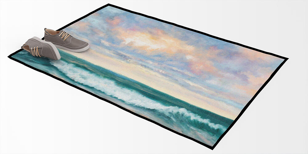 Original  oil painting of beautiful sunset over ocean beach on canvas, 