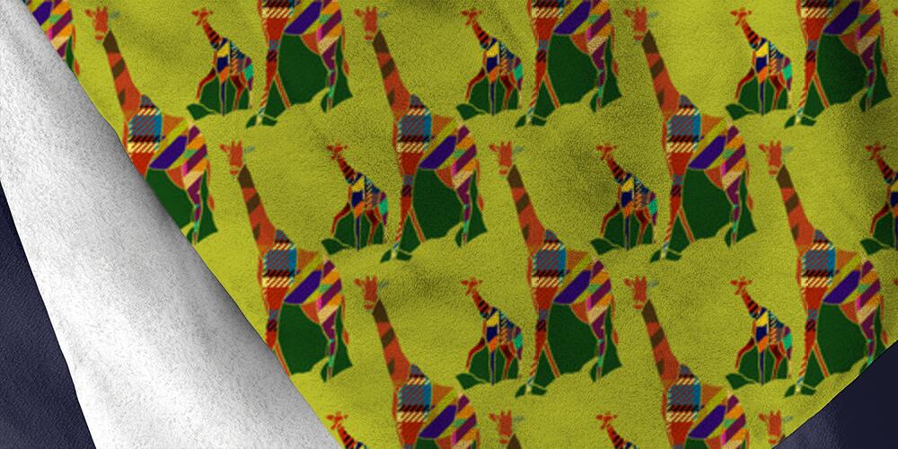 Giraffa con abbigliamento a motivi, 