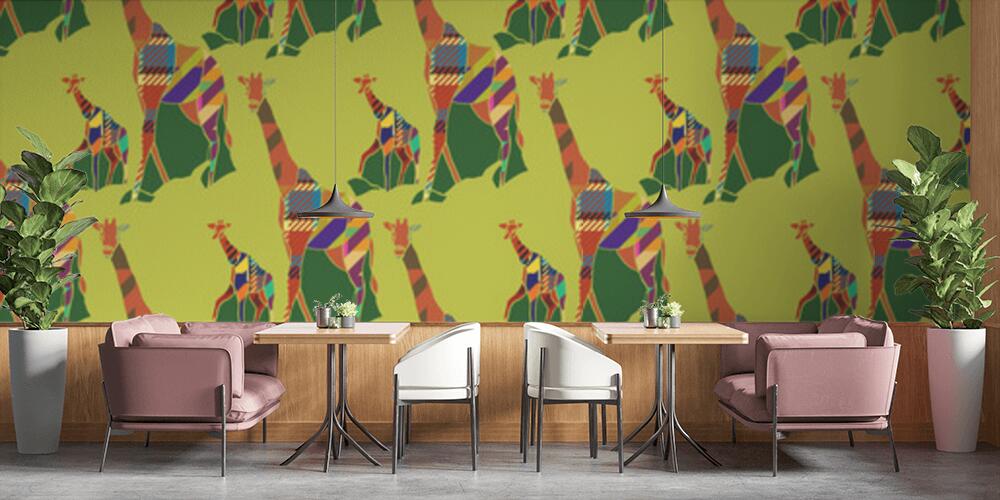 Giraffa con abbigliamento a motivi, Bar e Ristoranti