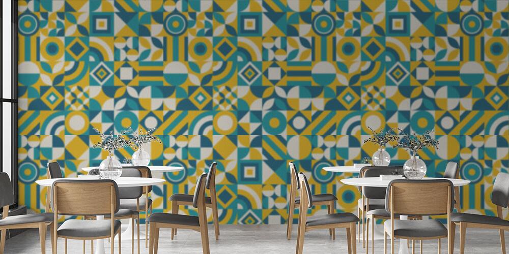 Forme geometriche in colori amichevoli, Bar e Ristoranti