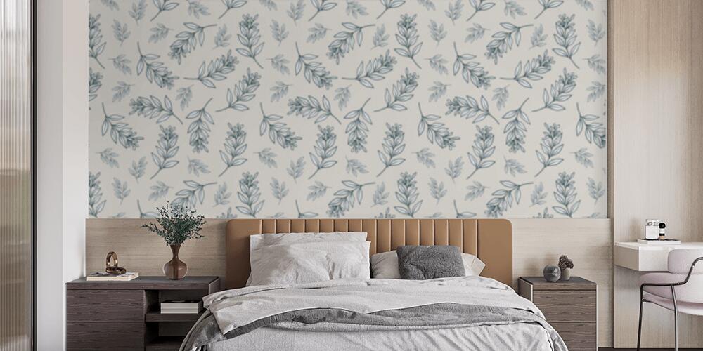 Minimal Line Art Rami e foglie, Camera da Letto